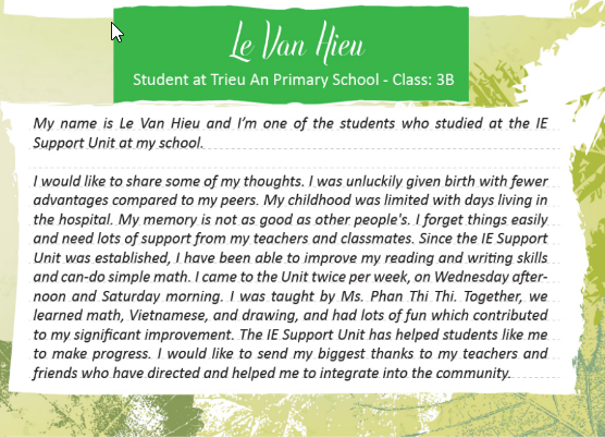 Testimonial Le Van Hieu